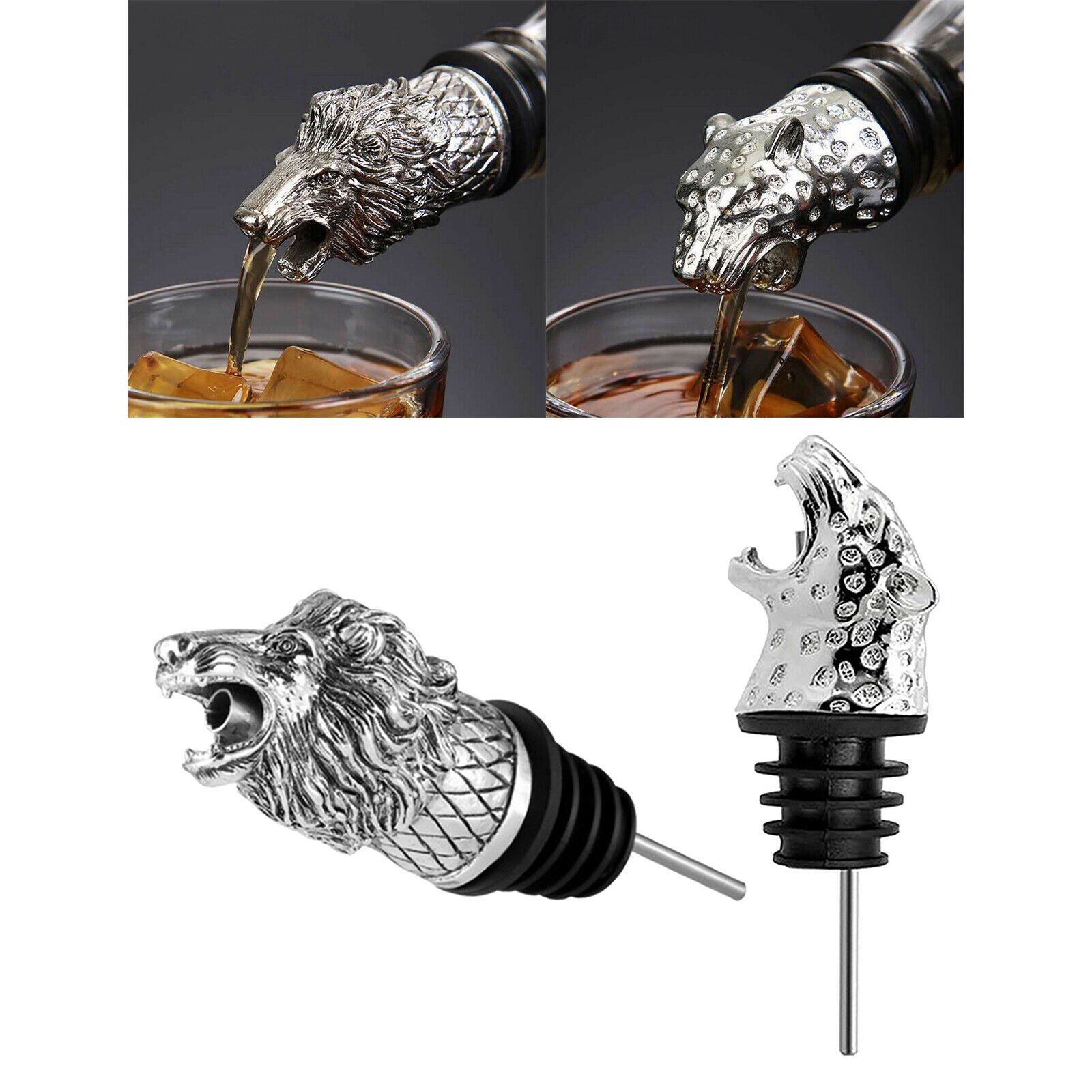 2pcs Metal Wine Bottle Champagne Pourer Stopper Wine Caps Sealers Preservers