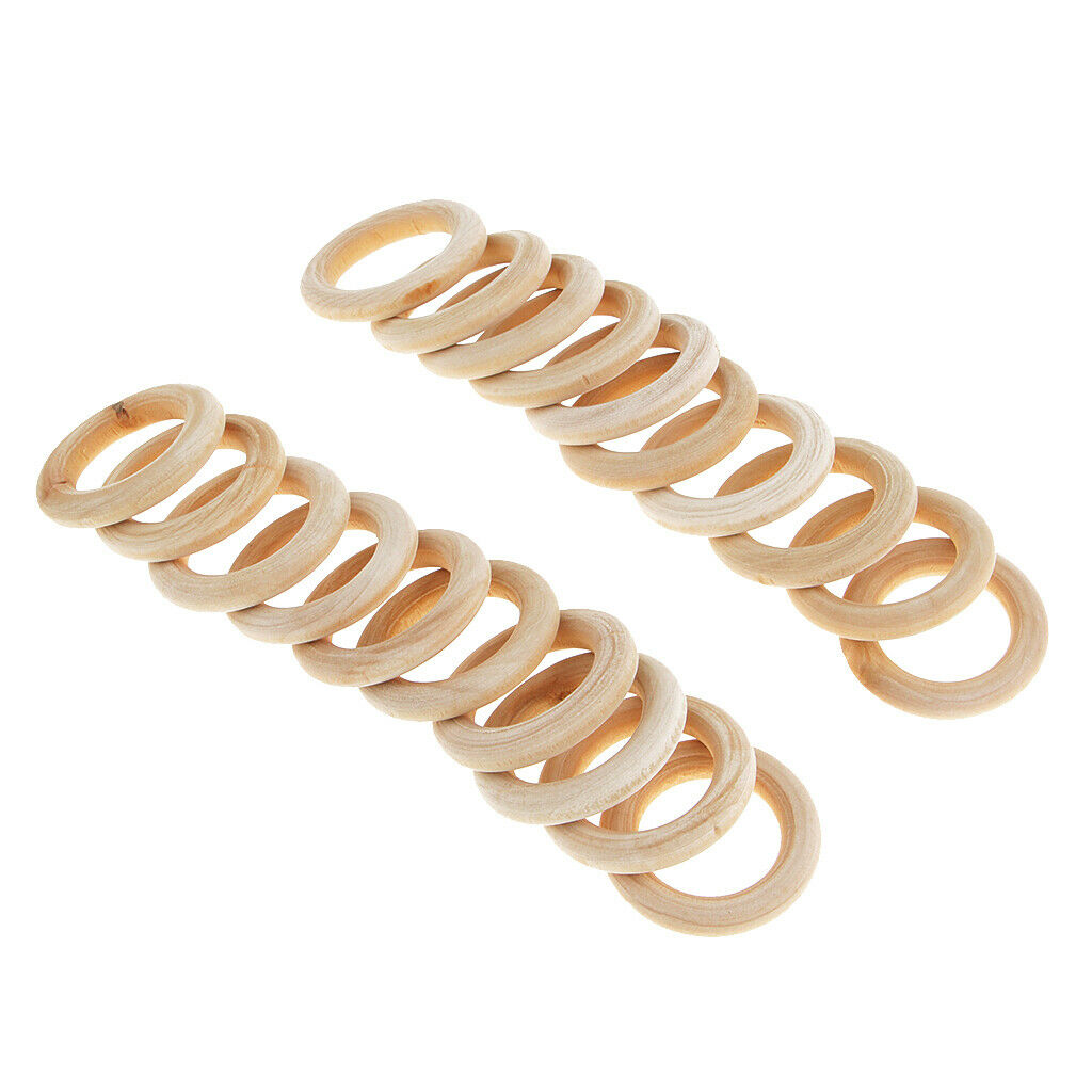 20x Wooden Linking Ring Natural Blank Wood Loop Craft Pendant Connector DIY 30mm