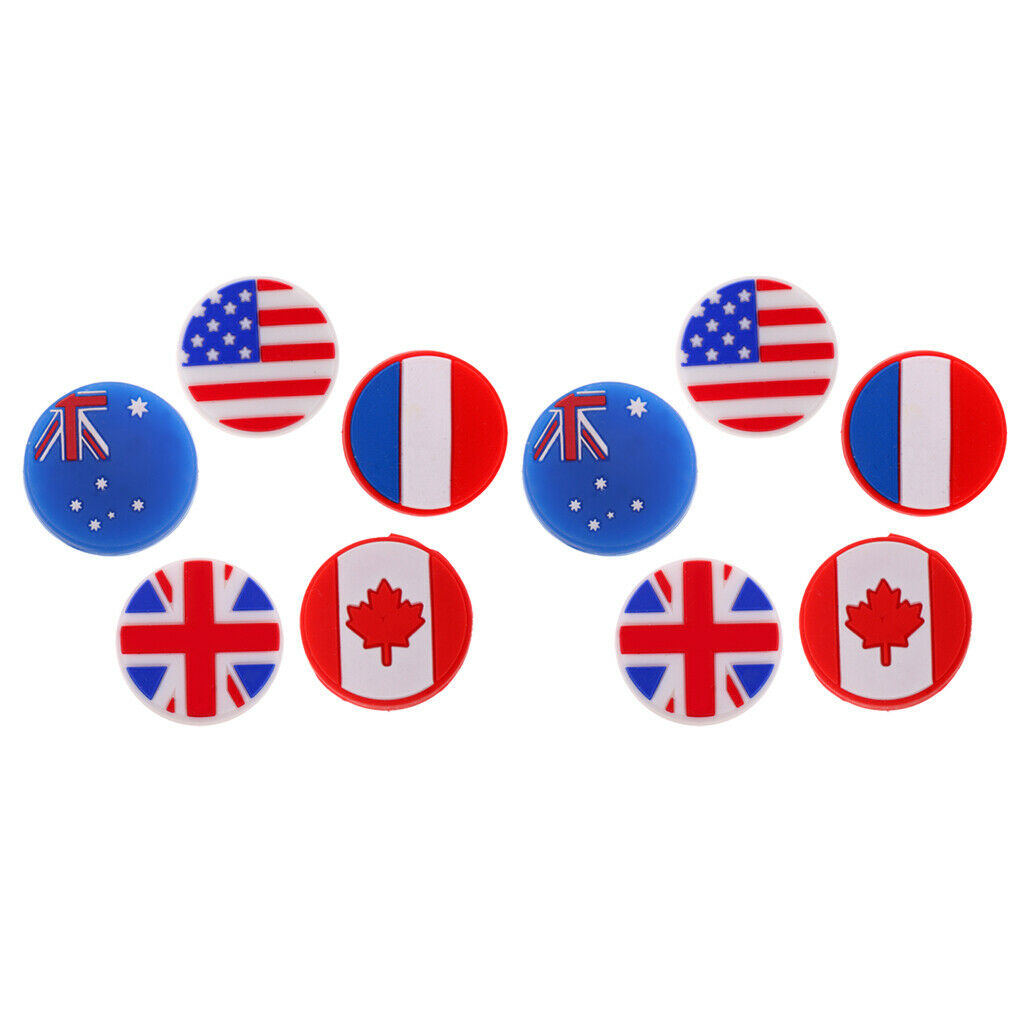 10 Pieces National Flag Silicone Tennis Vibration