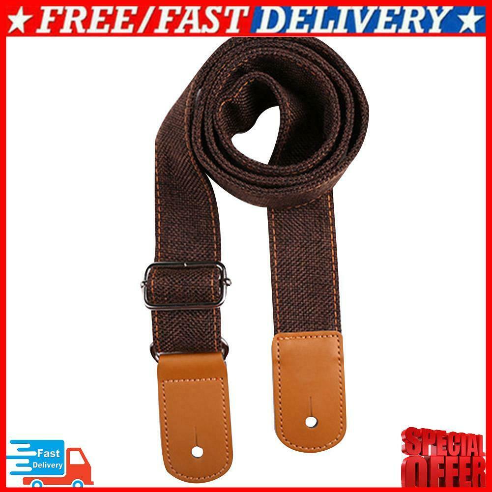 Cotton Linen Guitar Strap Adjustable Belt for Guitar Ukulele Bass (Coffee)  @