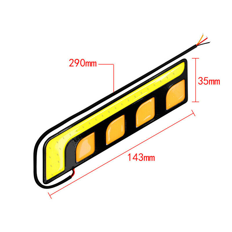 2PCS LED Car DRL Lamp Turn Signal Light White + Amber Waterproof Side Indicator