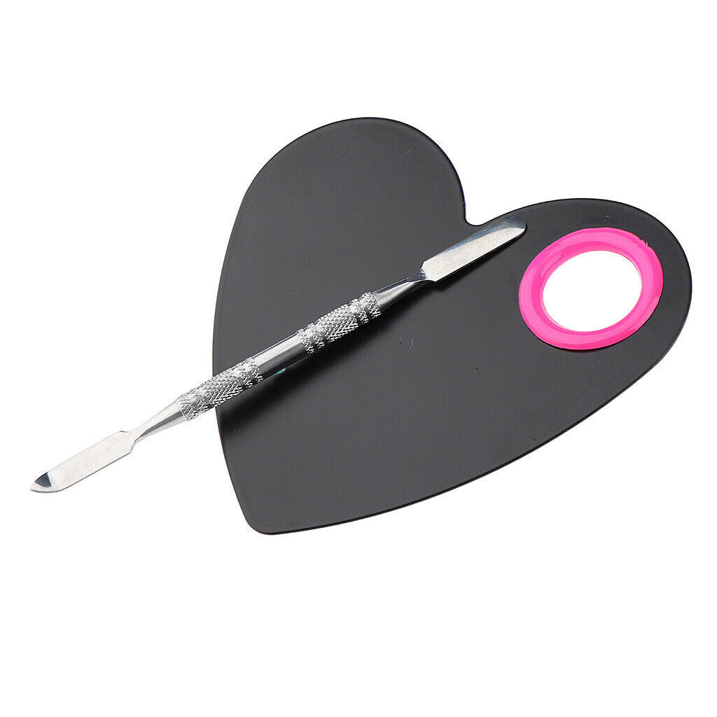 Pink & Black Lady Stainless Steel Cosmetic Makeup Palette Spatula Artist