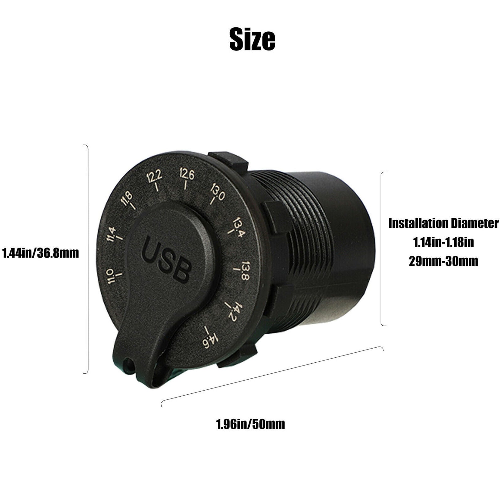 QC3.0 Dual USB Charger Socket w/ Voltmeter & Wire Waterproof for Car Marine Boat