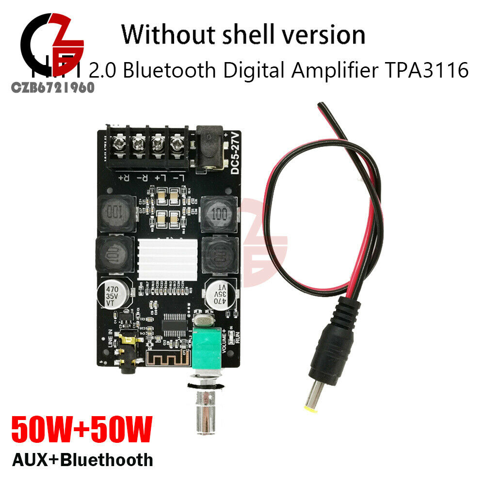 50W+50W TPA3116 Bluetooth+AUX HIFI Power w/ Filter Digital Amplifier Stereo AMP