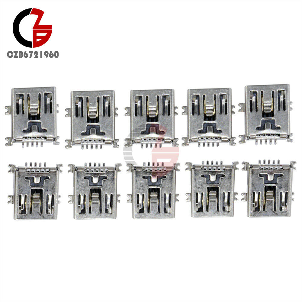 50Pcs Mini USB Type B Female SMT SMD 5-Pin Socket Jack Connector Port PCB Board