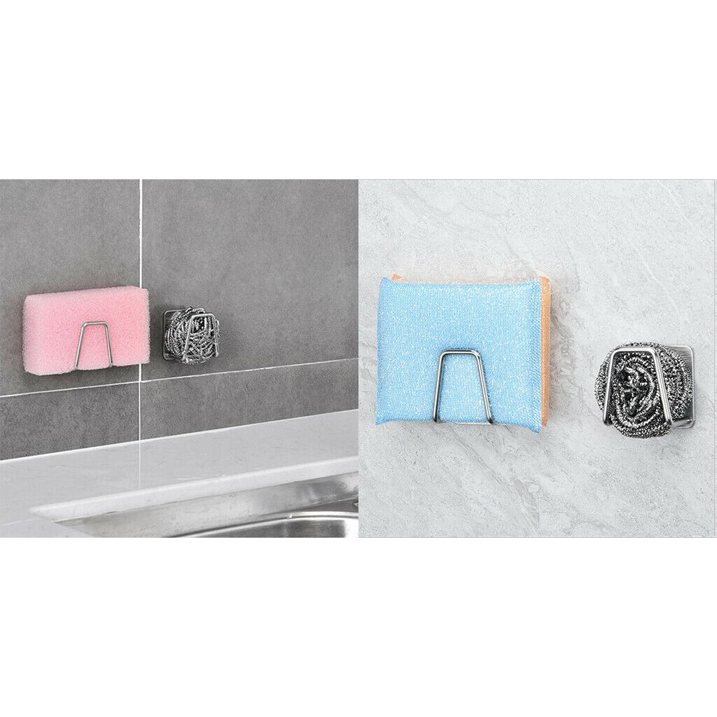 2x Kitchen Sponge Holder Self Adhesive Sink Rack Plastic Dish Cloth Cleaning