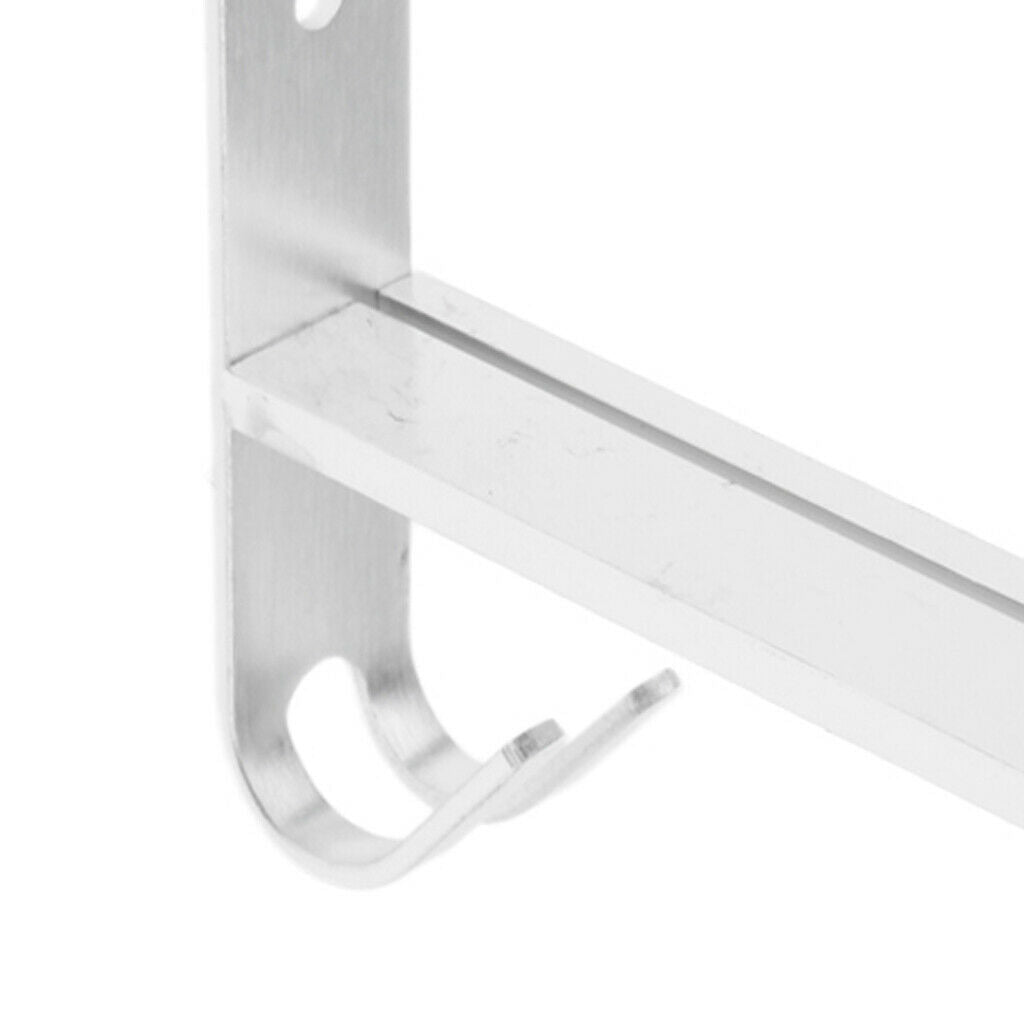 Aluminum Hair Dryer Holder Rack Wall Mounted w/ Hook for Salon Bathroom