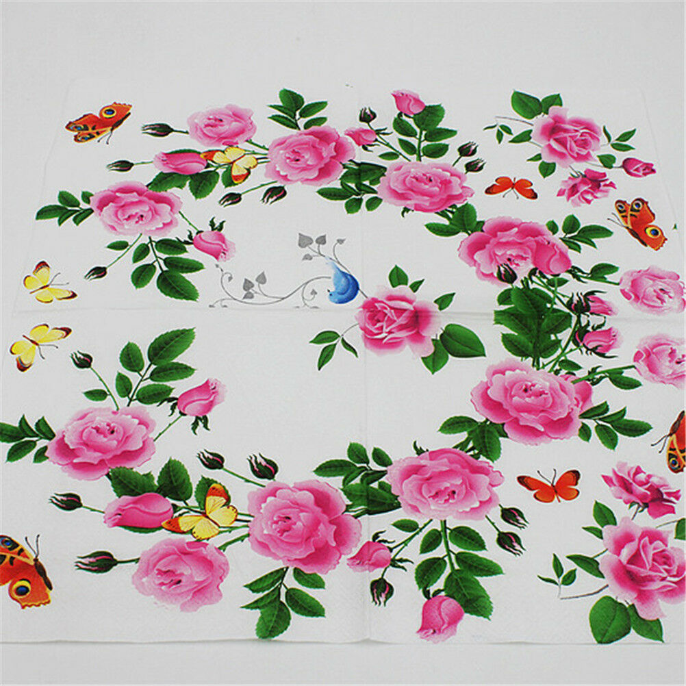 20x floral paper napkins flower disposable birthday wedding party table d.l8
