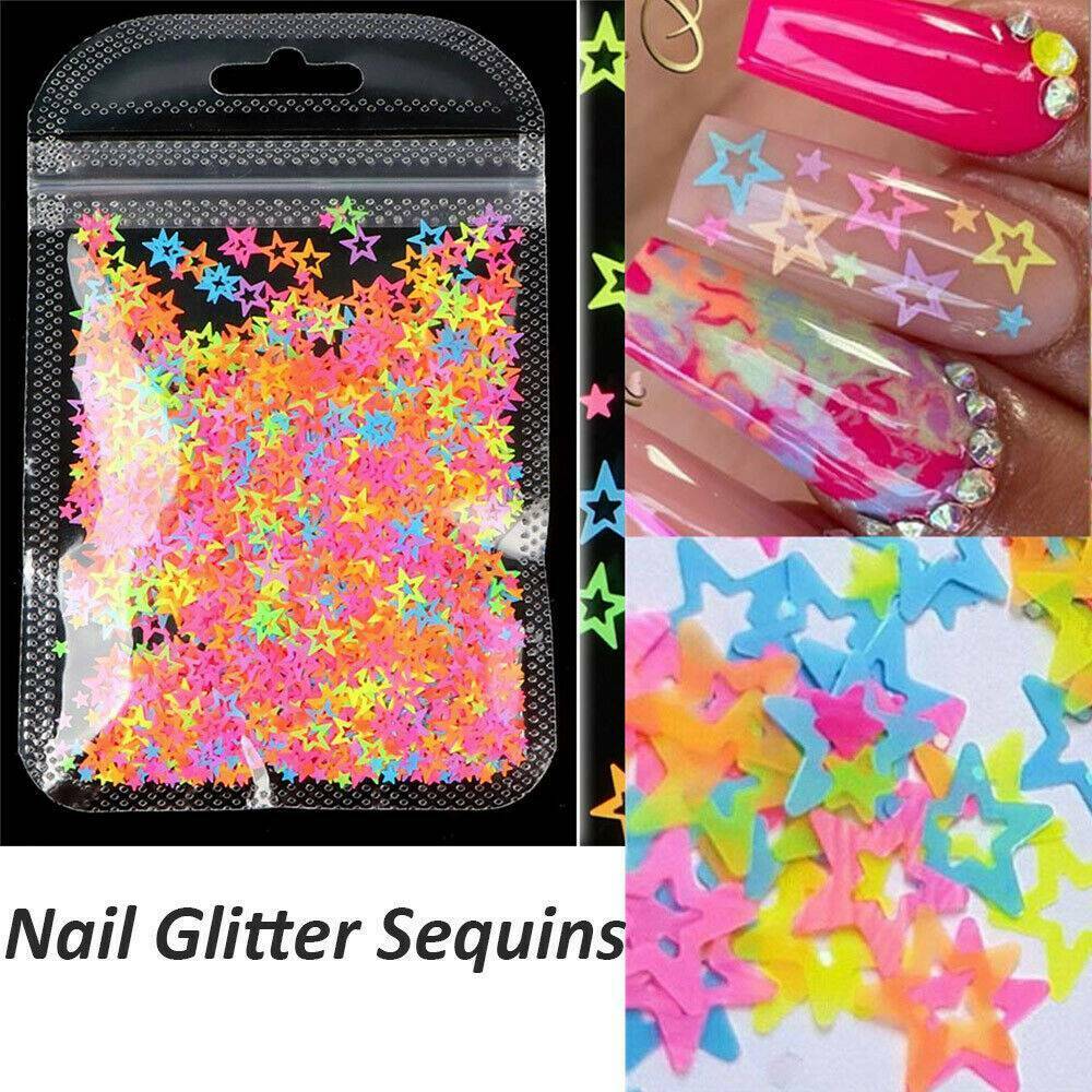 6MM - NEON STAR HOLLOW~NAIL SEQUINS GLITTER~Nail•Acrylic•Gel•Body Art•Face Decor
