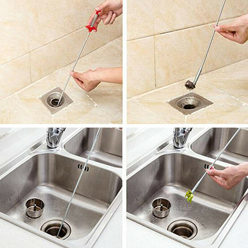 Metal Hand Kitchen Sink Cleaning Hook Sewer Dredging Device Spring Pipe Hair IE