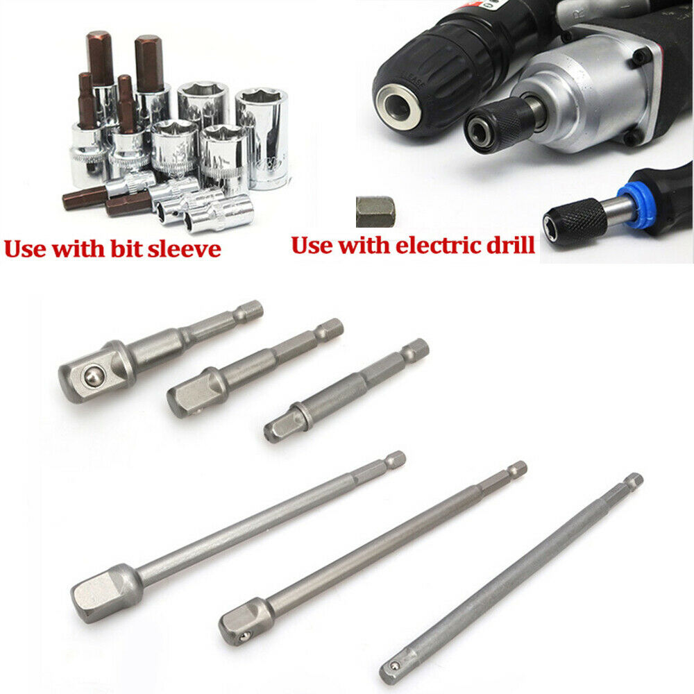 Universal Impact Grade Socket Adapter Set 1/4" 3/8" 1/2" Drive 1/4" Hex Shank