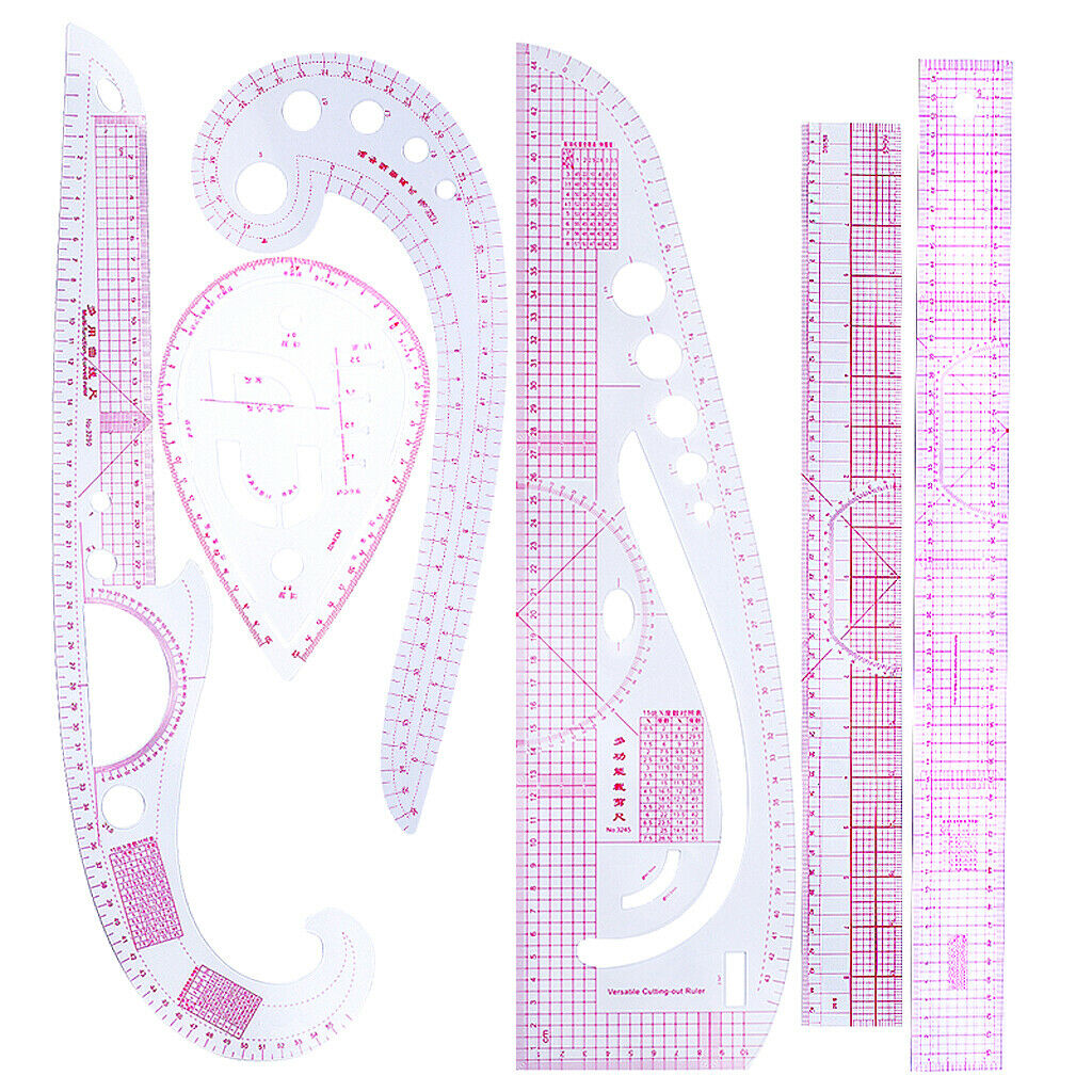 6 Style Fashion Ruler Set  French Curve Rulers Pattern Grading Rulers Design