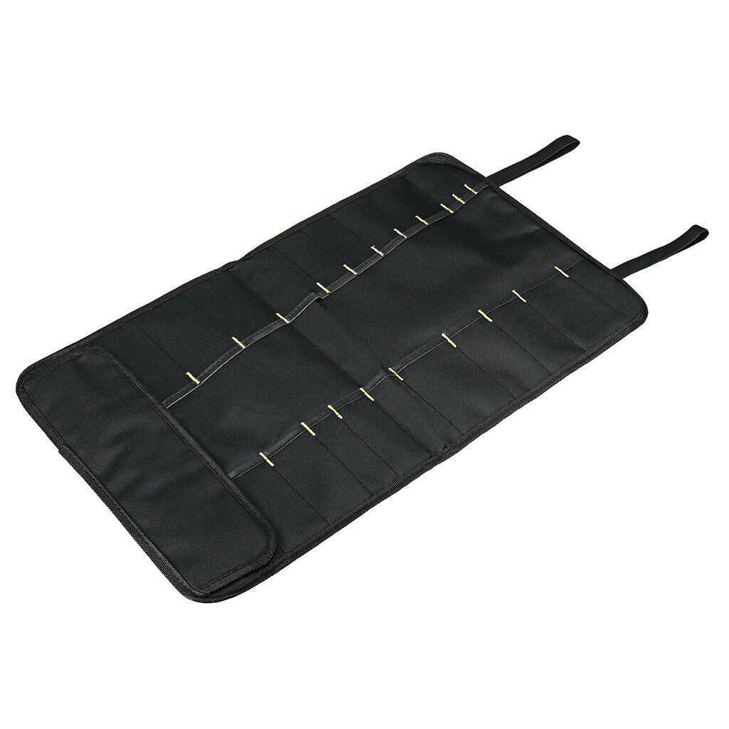 22 Pockets Folding Chef  Case Bag Roll Wallet Cutlery Accessories Black