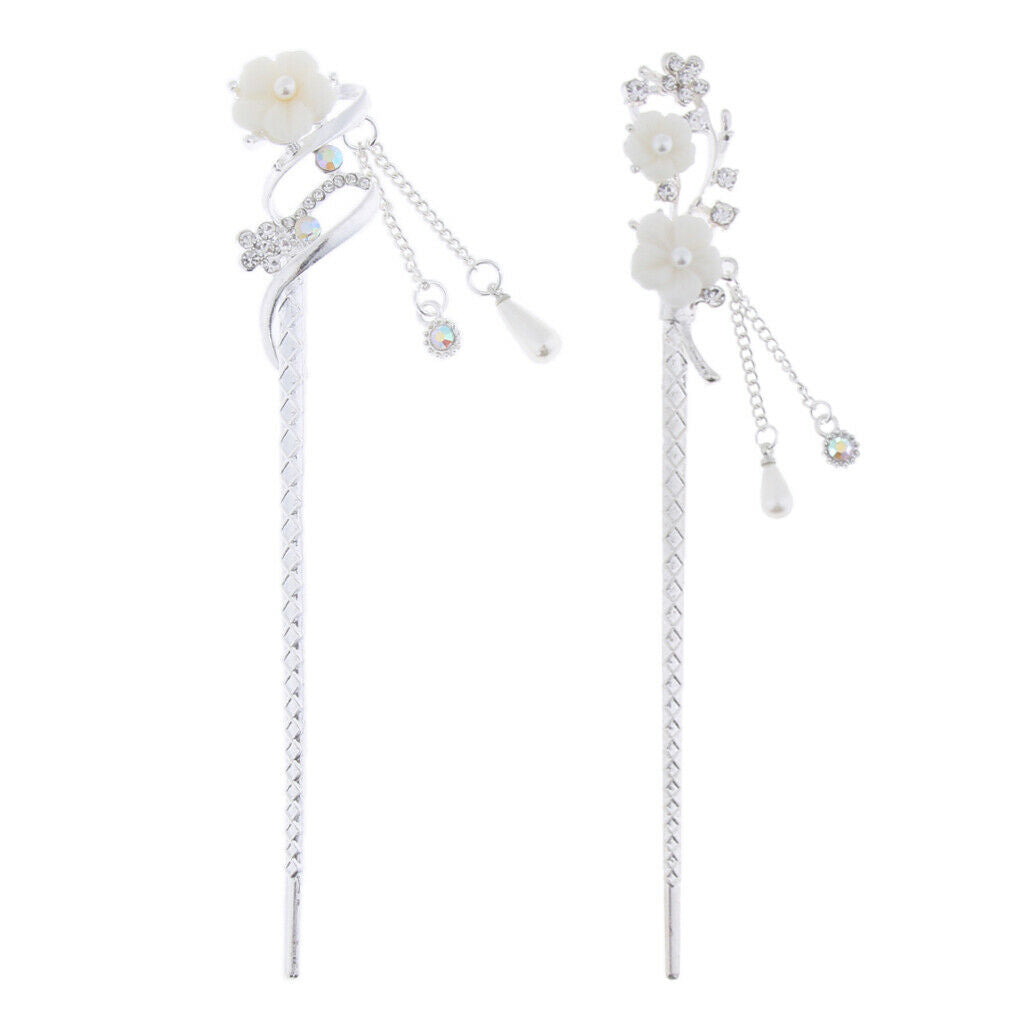 Set of 2 Elegant Women Girls Hair Stick Chopstick Dangle Hairpin Pin Tassel