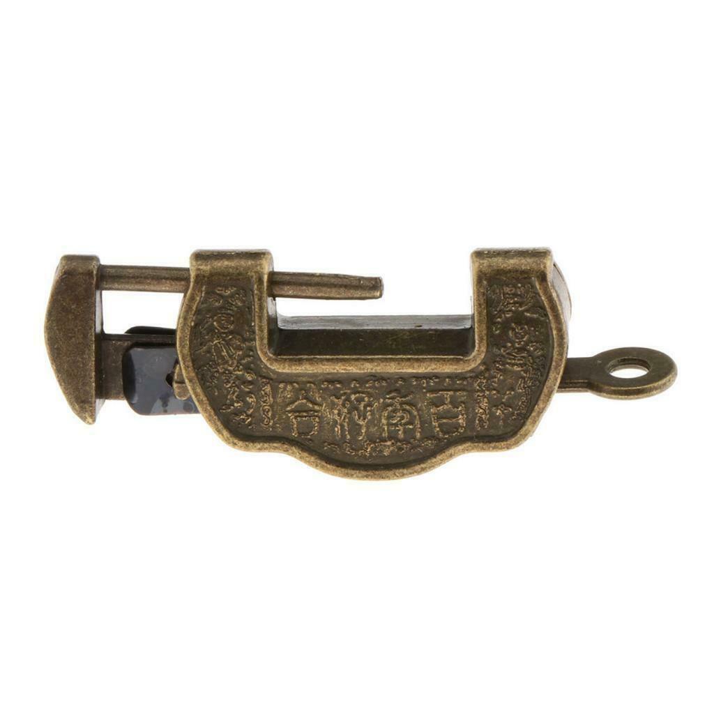 Chinese Retro Bronze Padlocks Set for Jewelry Box Drawer Gifts Ingot