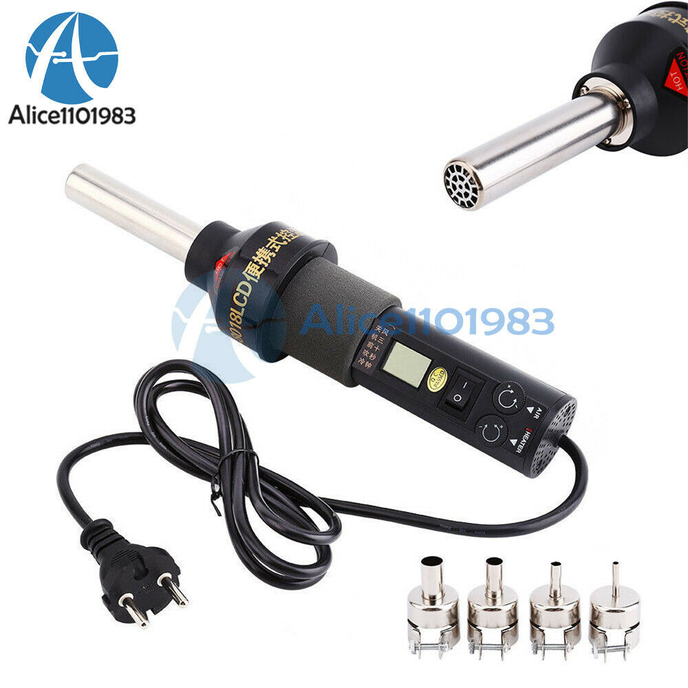 220V GJ 8018LCD 450W Soldering Station Hot Air Gun DesolderEU Plug + 4 Nozzles