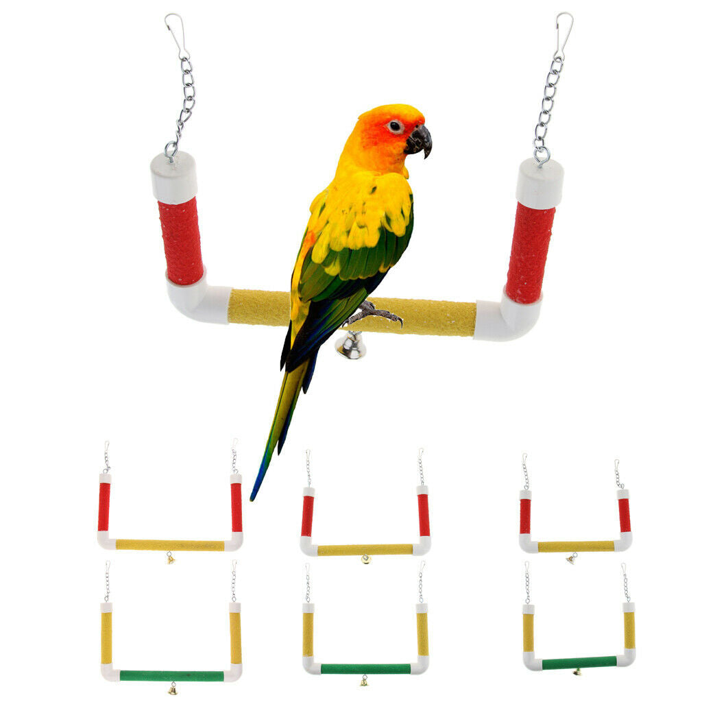 Pet Bird Parrot Cage Hanging Birds Stand Wood Swing Perch S