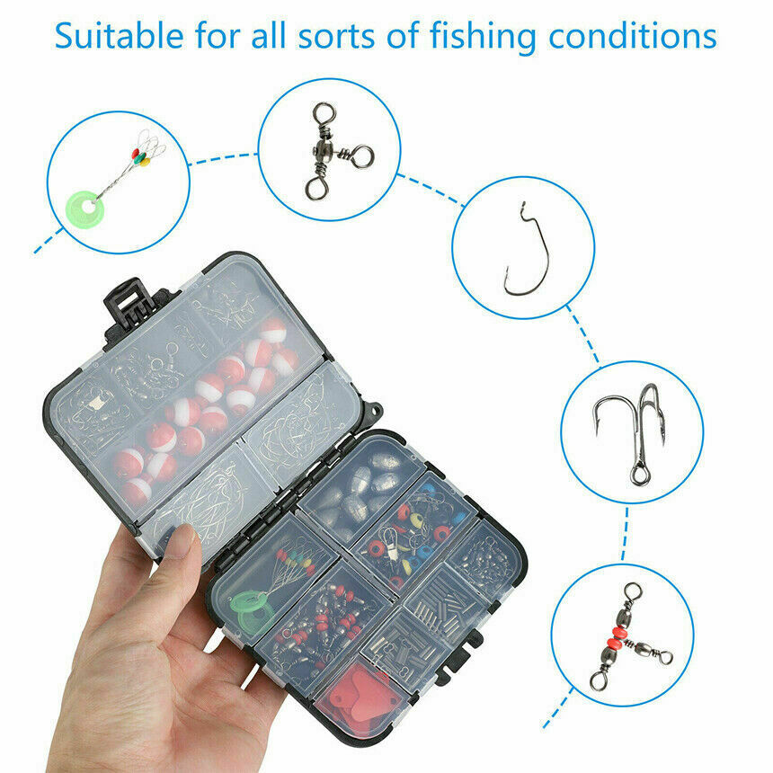 263PCS Fish Tackle Box Fishing Accessories Case Fish Hook Lure Parts Set Kit