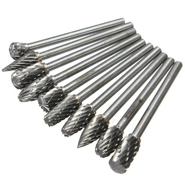 10PCS 3 x 6 mm Tungsten Carbide Burr Bit Rotary Cutter Files CNC Engraving Tool