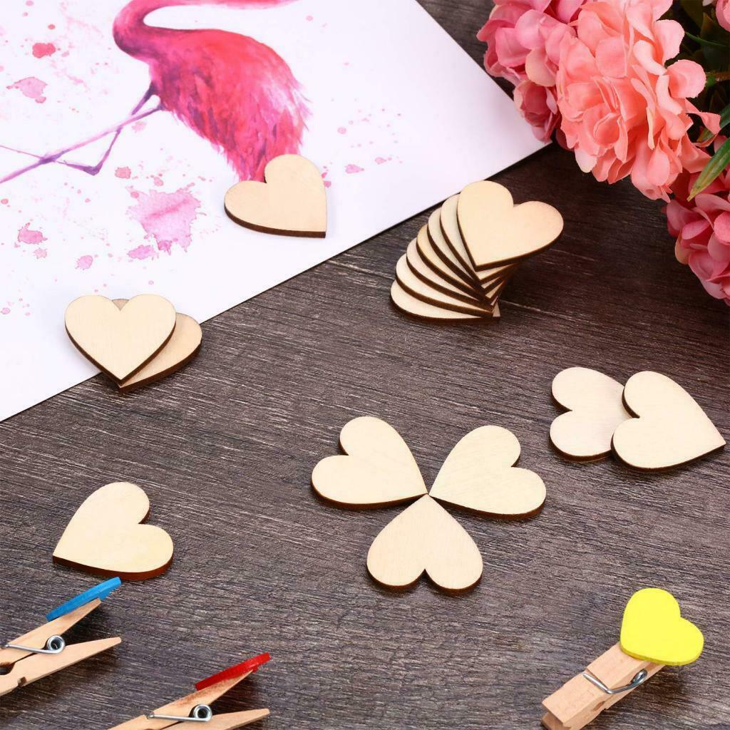 100pcs Wooden Heart Gift Tag Ornament DIY Crafts for Decoupage, Engravings