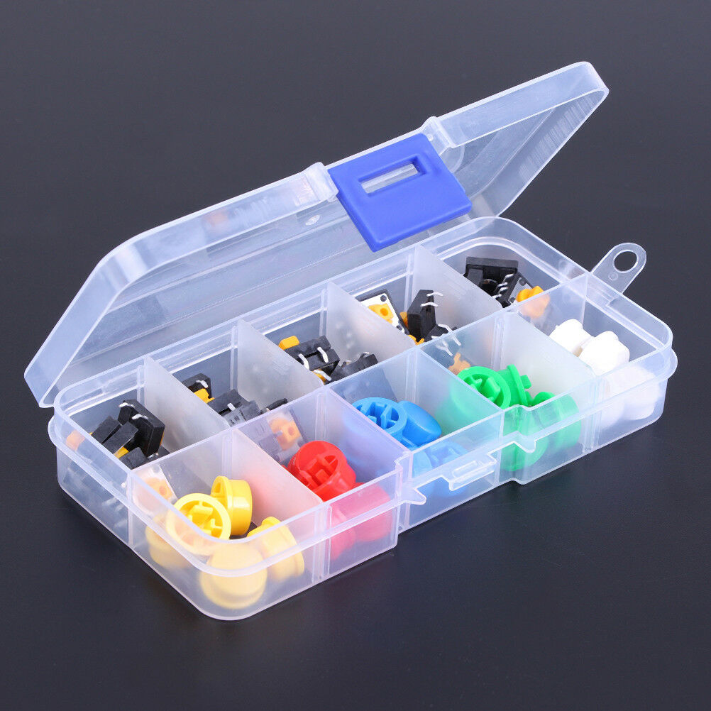 Tactile Push Button Switch Momentary Tact & Cap 12x12x7.3mm Kit Arduino ._WF