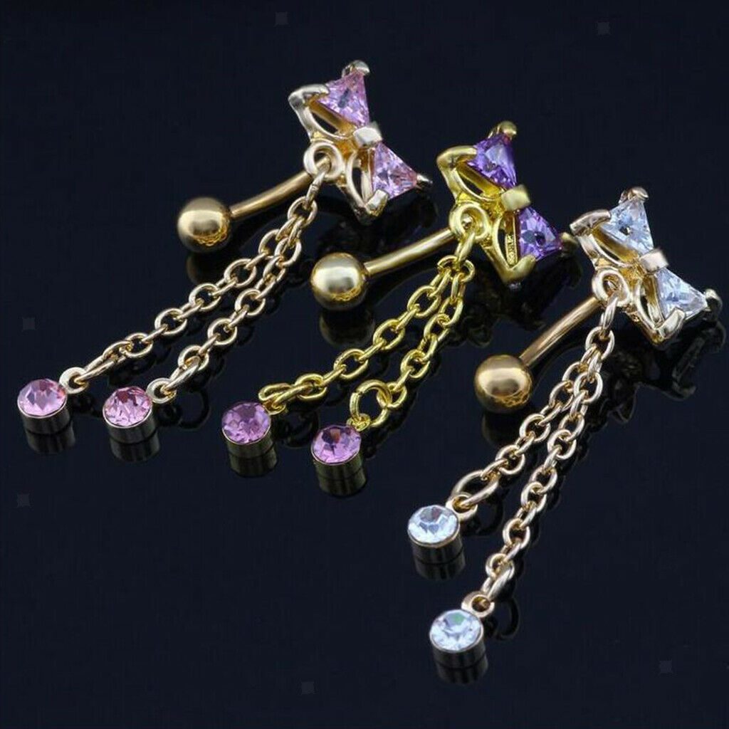 14G Butterfly Charms Belly Button Bar Navel Ring Piercing Jewelry Rose Red