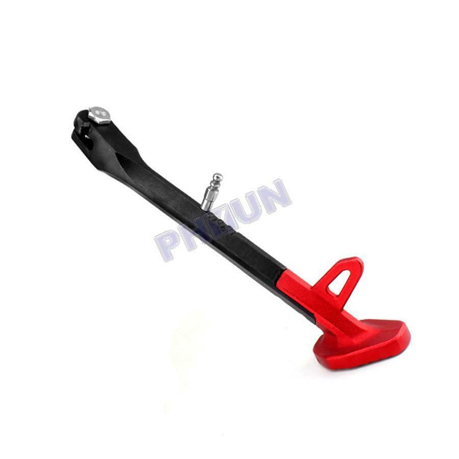 Black & Red Motorcycle Single Side Stand Leg Kickstand CNC Alloy 25CM Universal