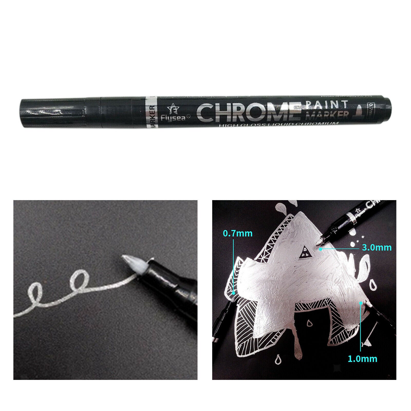 Chrome Paint Pen Permanent Oil Based Marker for Rock Wood Fabric Canvas Mugs