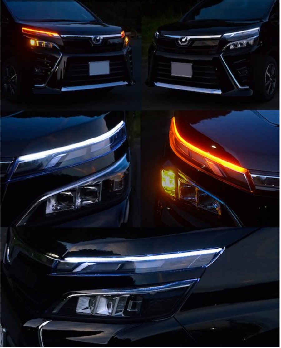 2-Colors White Amber LED Light Strip For DRL Signals Side Marker Light Headlight