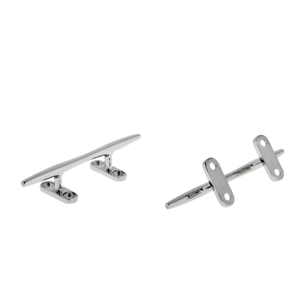 2pieces Stainless Steel Marine Boat Yacht Deck Dock Sleek Line Rope Cleat 8