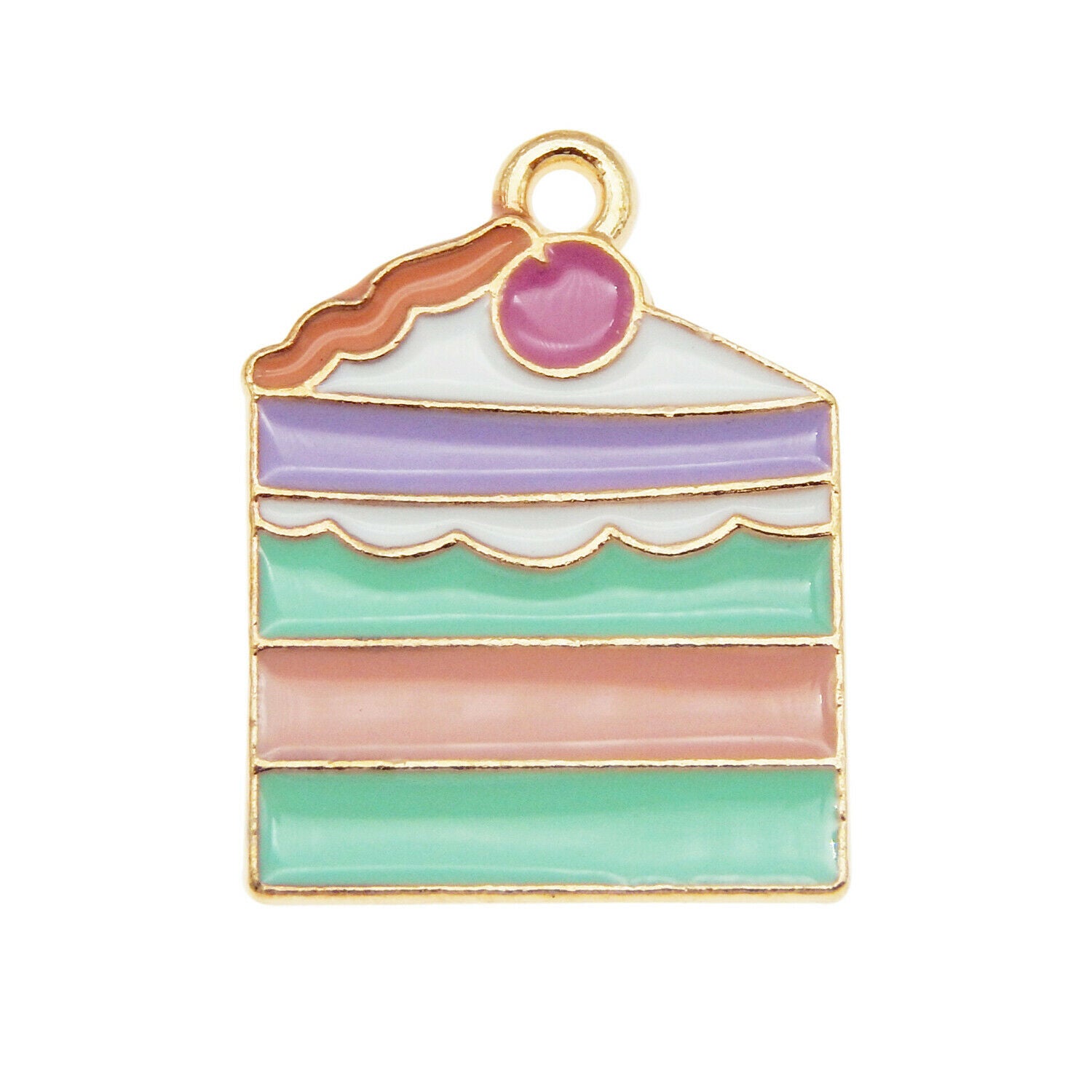 12PCS 20x15mm Cherry Cake Slice Enamel Plated Charms Pendant DIY Findings 54502