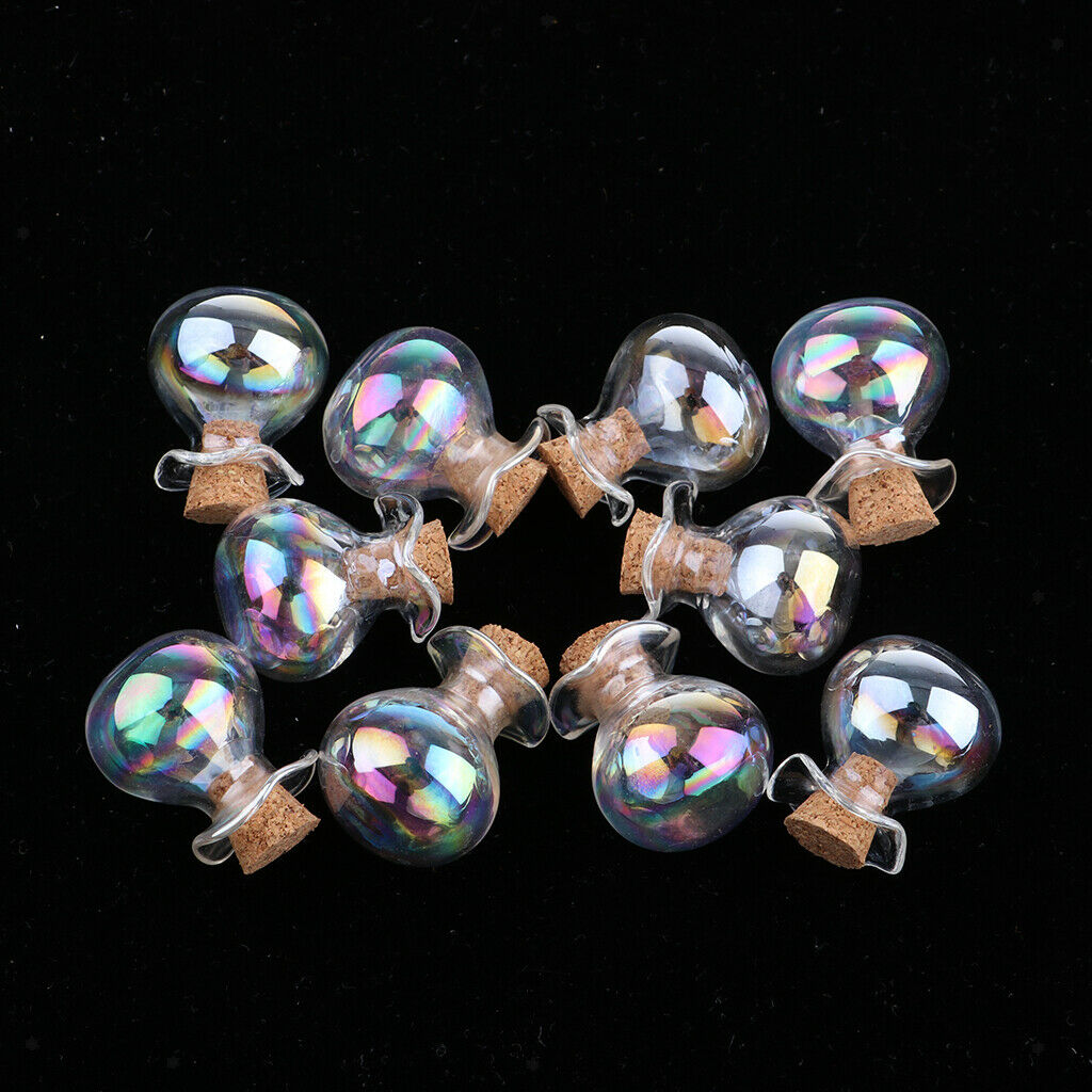 10x Mini Glass Bottles Jars Vials with Cork Stopper Wishing Bottles