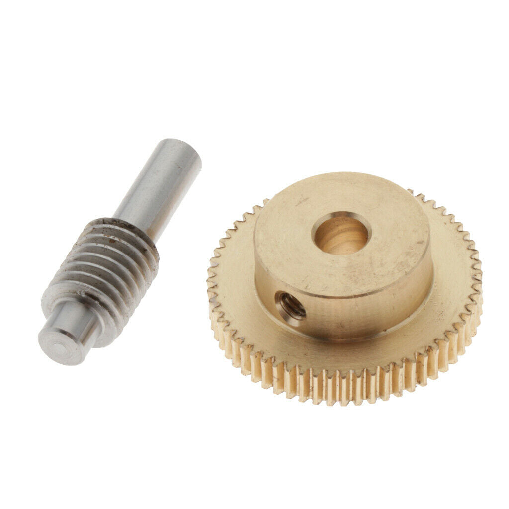 0.5 Modulus Brass Metal Gear Shaft 32mm 60 Teeth Worm Wheel Worm Gear Set