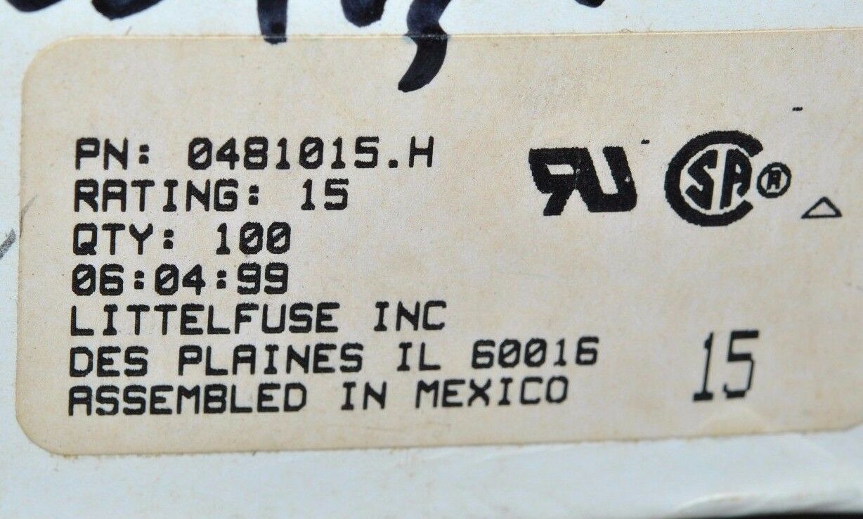 4PCS - LITTELFUSE rating:15 0481015.H 15A Alarm Indicating Fuse