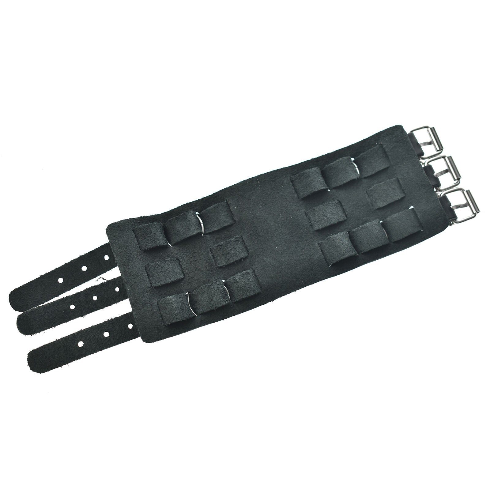 Mens Biker Studded Leather Wide Watch Band Buckle Close