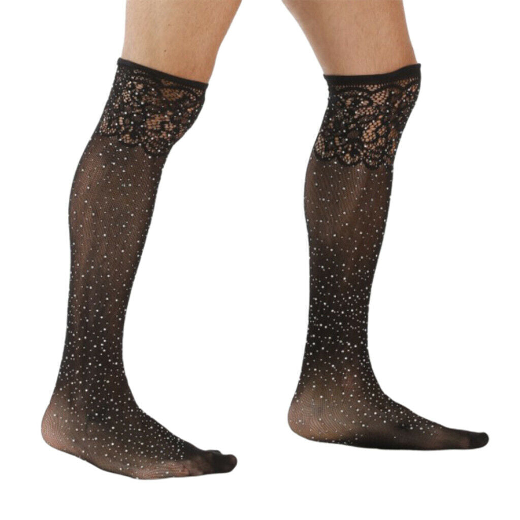 2 Pairs Set Mens Sexy Lace Sequins Stockings Pantyhose Hosiery Tights Socks