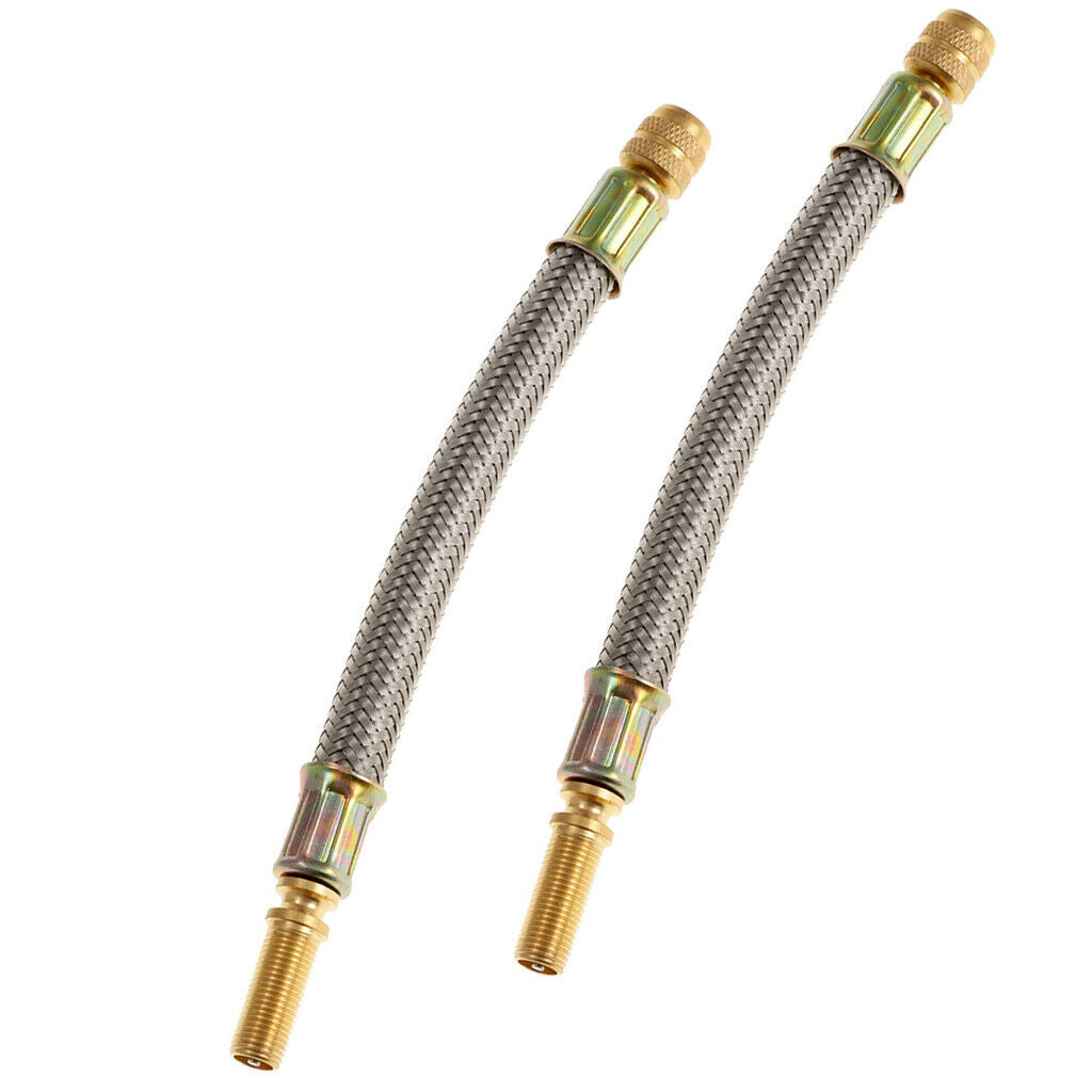 2X 150mm 304 Stainless Steel Braided Wheel Tire Tyre Valve Extension Adaptor