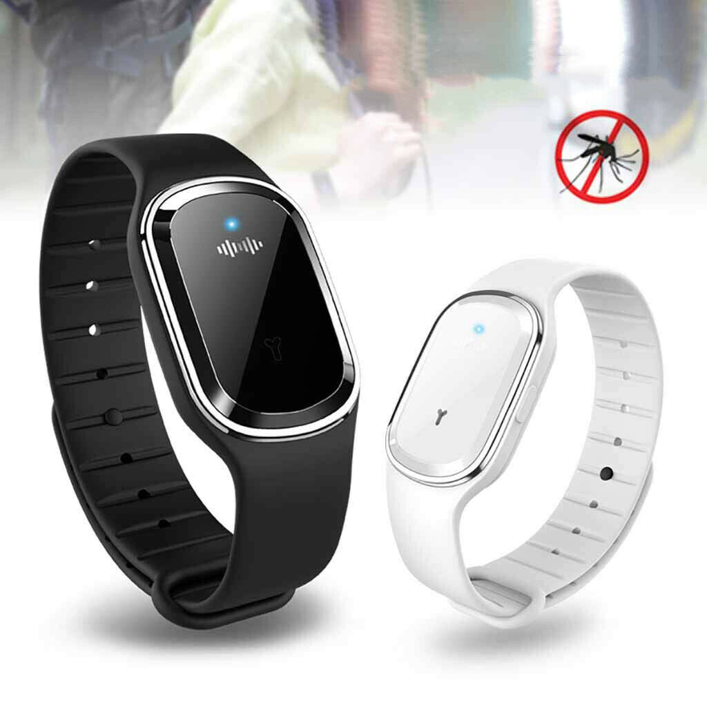 Physical Ultrasonic Electronic Mosquito Repellent Bracelet Black