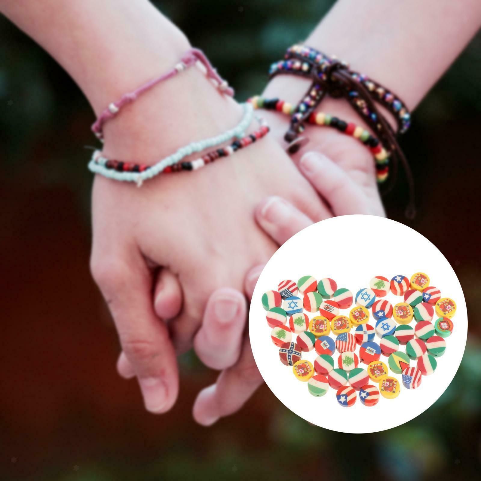 50Pcs DIY Beads Charms for Jewelry Making Activity Gift National flag