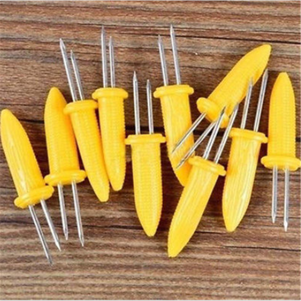 10PCS Lovely Safe BBQ Kitchen Corn on the Cob Holders Skewers Prong Fork Picks