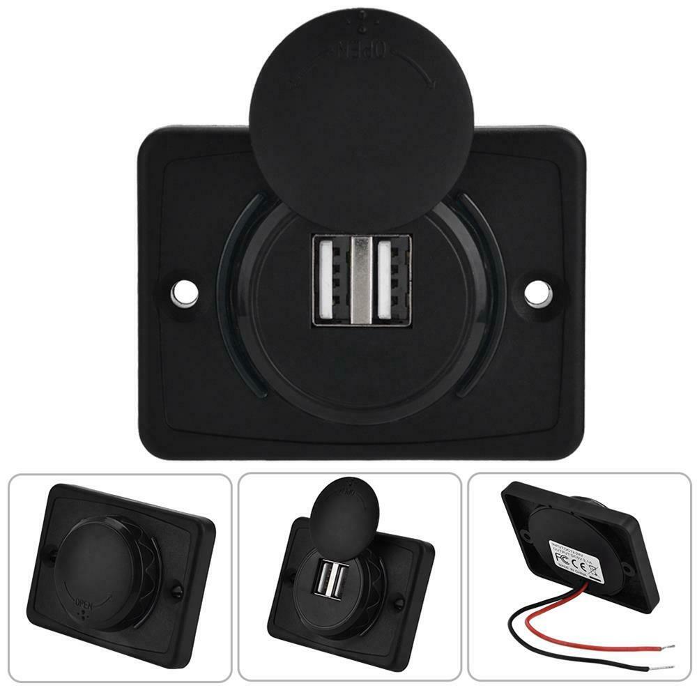 USB Car Charger 3.1A 5V Car Dual USB Port Socket Outlet 12V LED Waterproof