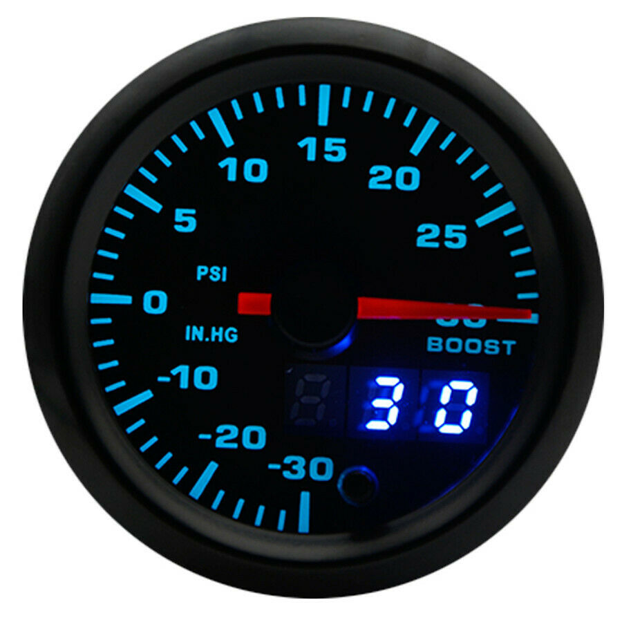 2"/52mm Turbo Boost Gauge 12V Digital 7 Colors LED Display Car Meter with Sensor