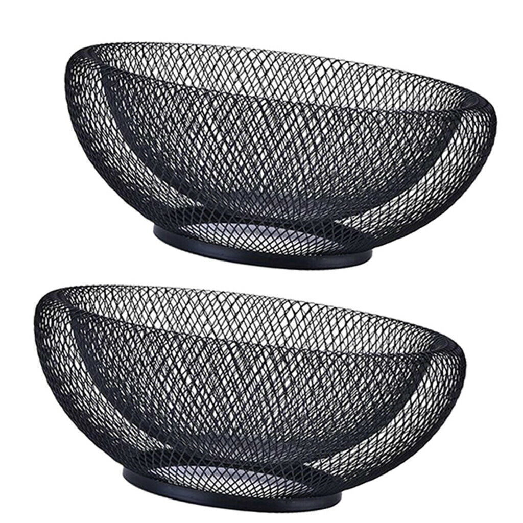 2x Fruit Serving Bowl Snacks Container Countertop Decorative Holder Black