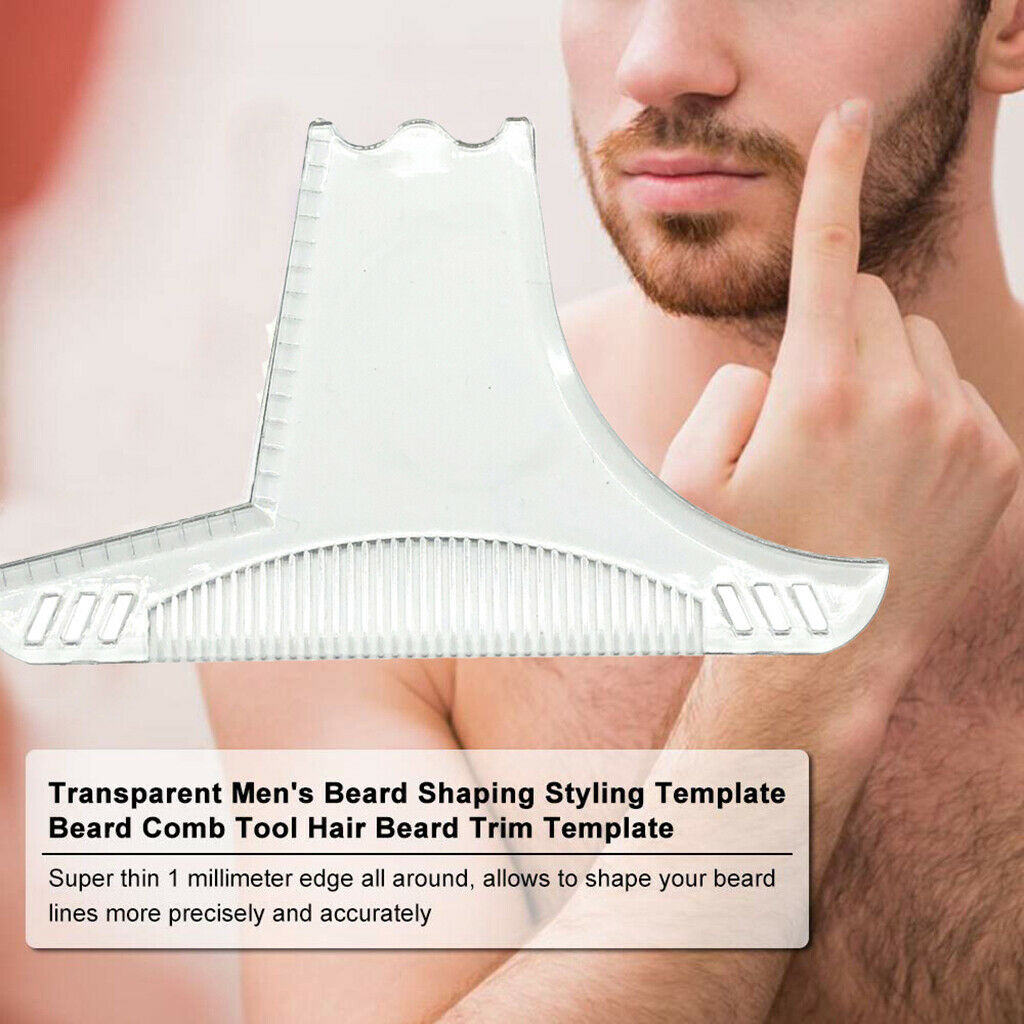 Beard Shaping Template w/Inbuilt Comb Shaving Tool Men's Beard Combs Clear