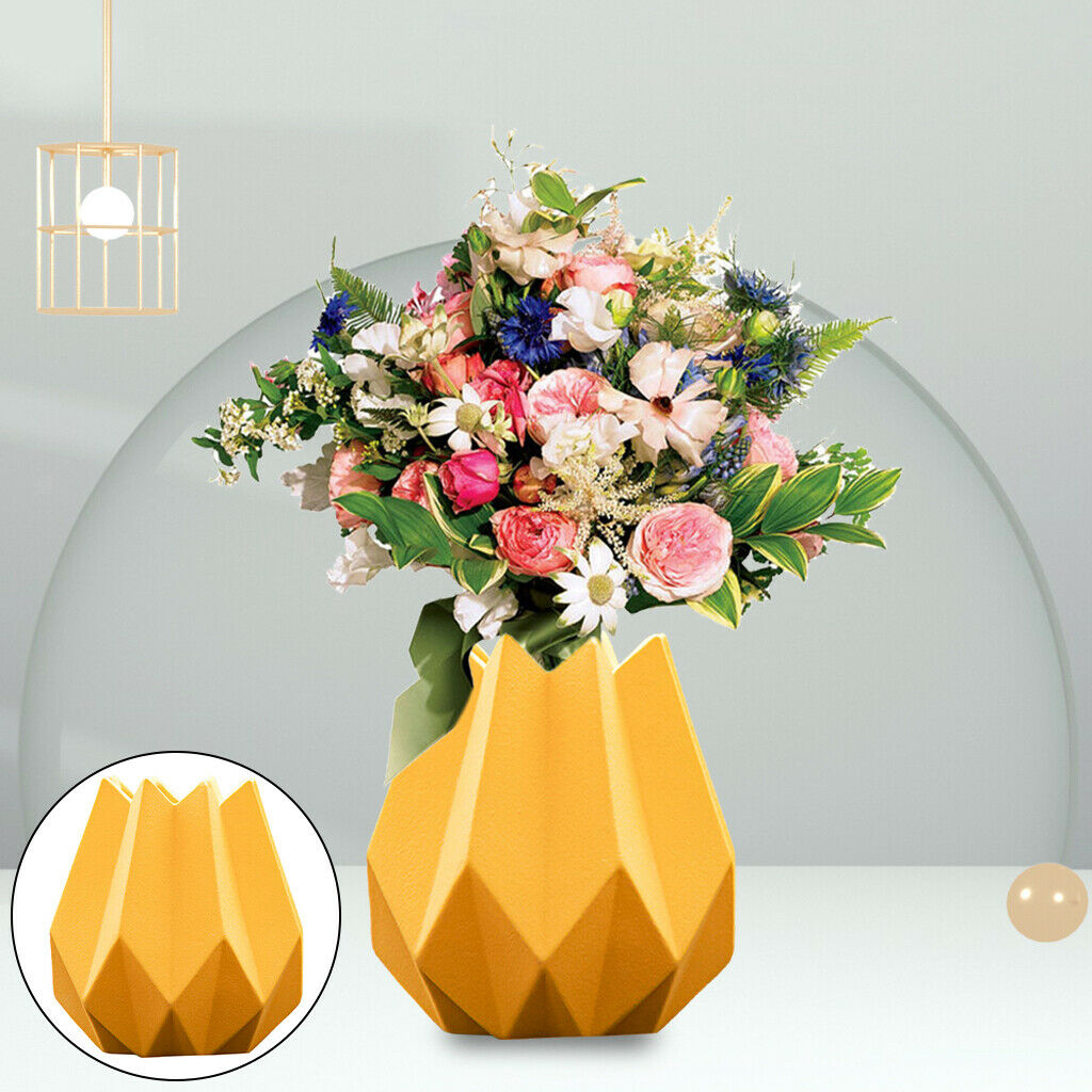 Imitation Origami Ceramic Flower Vase Furnishing Home Desktop Decor Yellow