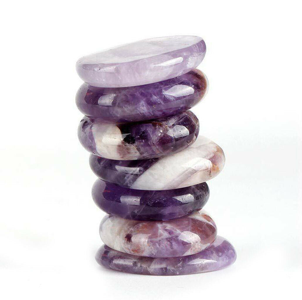 7pcs Amethyst Violet Crystal Stress Relieve Palmstone Reiki Stones Decor