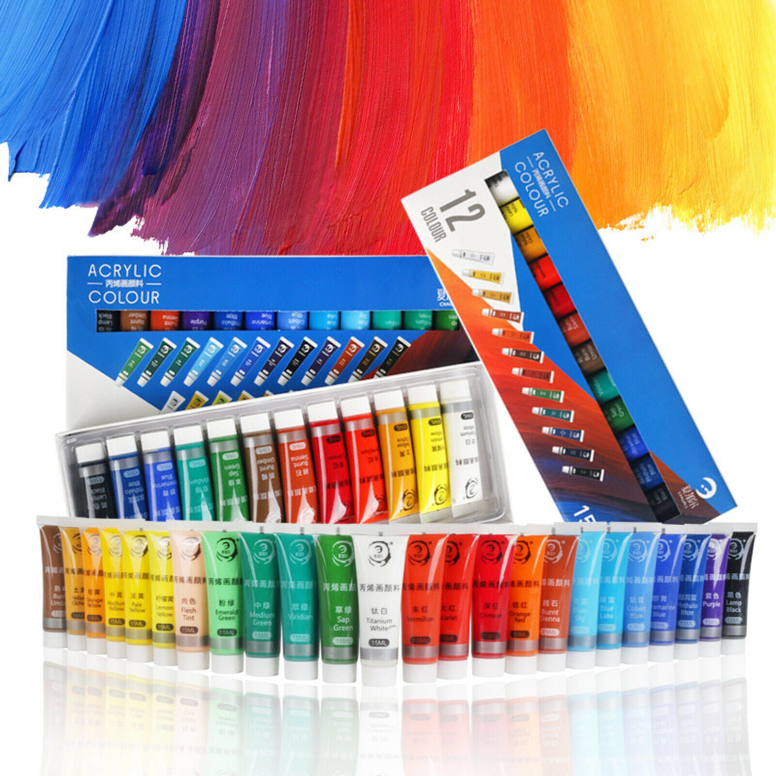 24Colors Acrylic Paint Water-resistant Adults Art DIY Drawing on Canvas Wood
