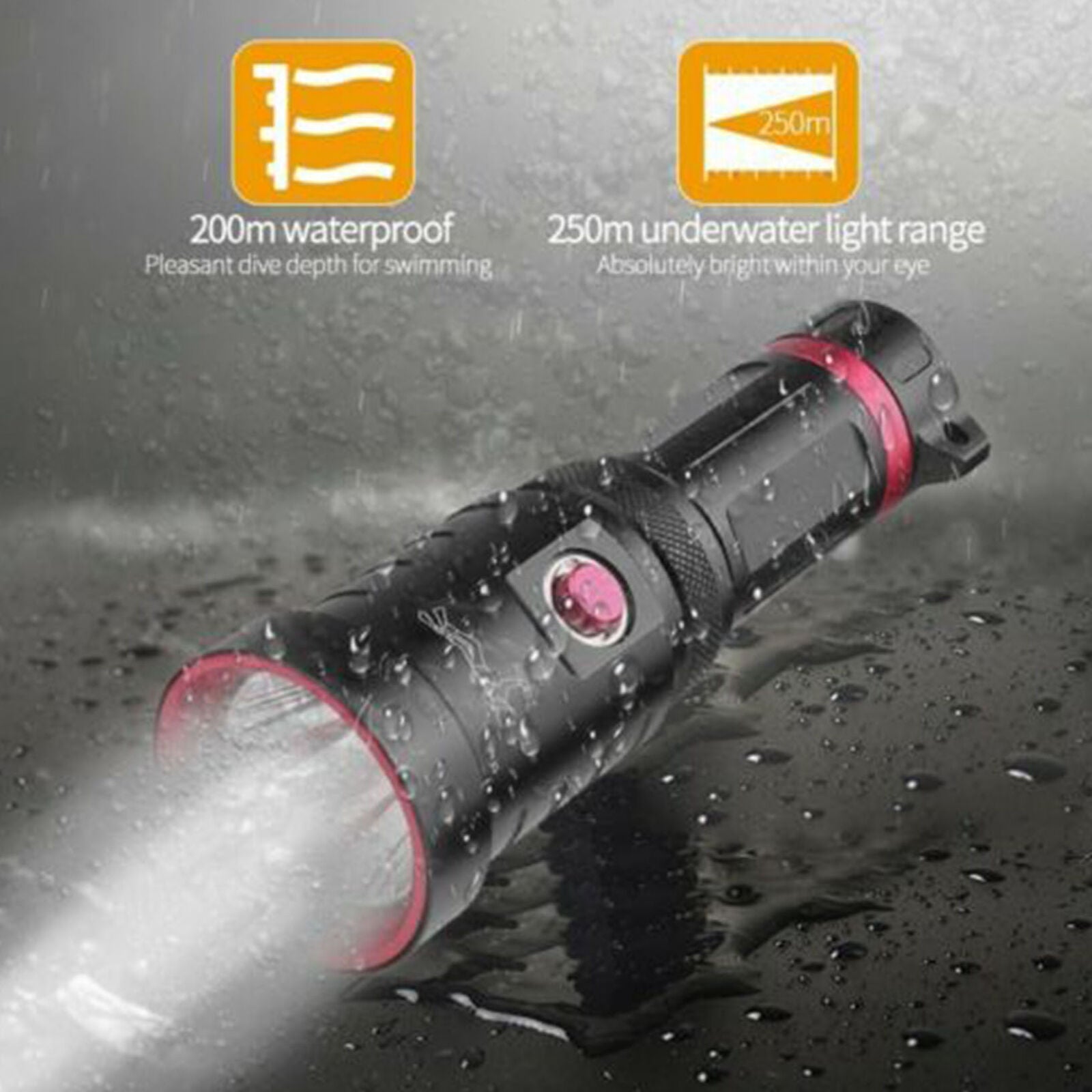 200000LM XHP70 Diving LED Flashlight Torch Dive Underwater Lamp 18650 26650