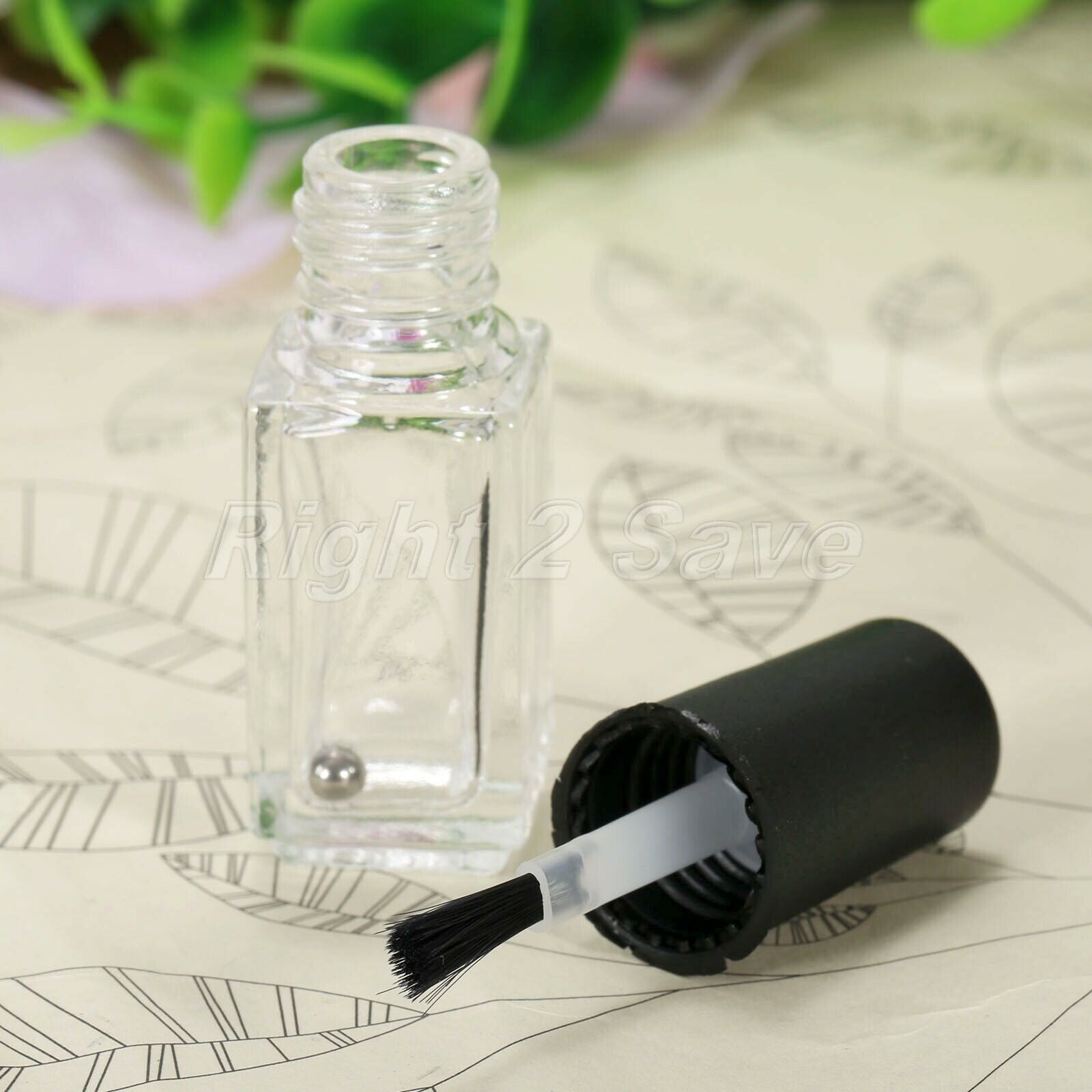 5ml Empty Clear Glass Nail Polish Bottles Square Shape Refillable Containers