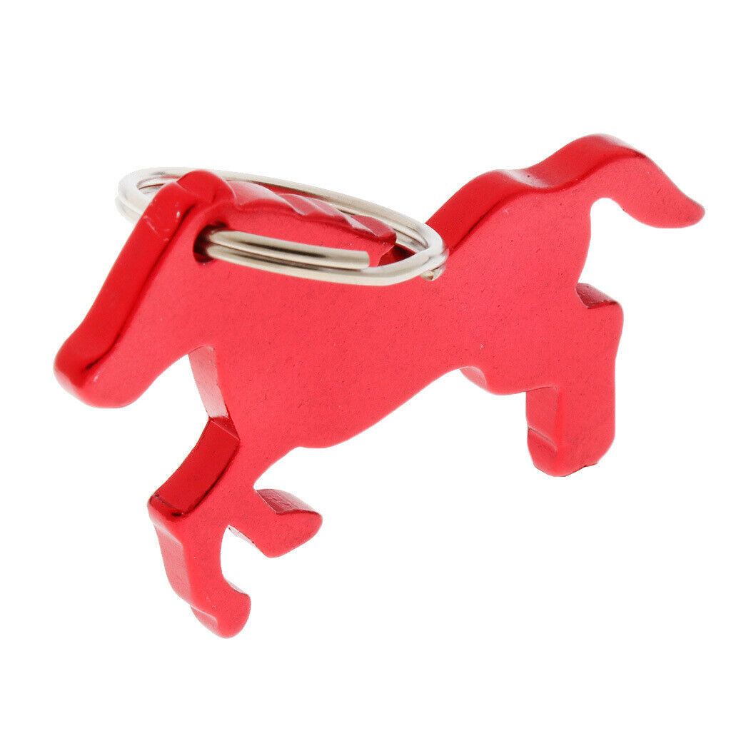 Aluminum Horse Pattern Bottle Opener Key Ring Keychain Bag Pendent Red